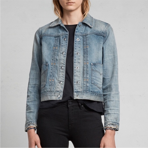 All Saints Jackets & Blazers - All Saints distressed denim jacket